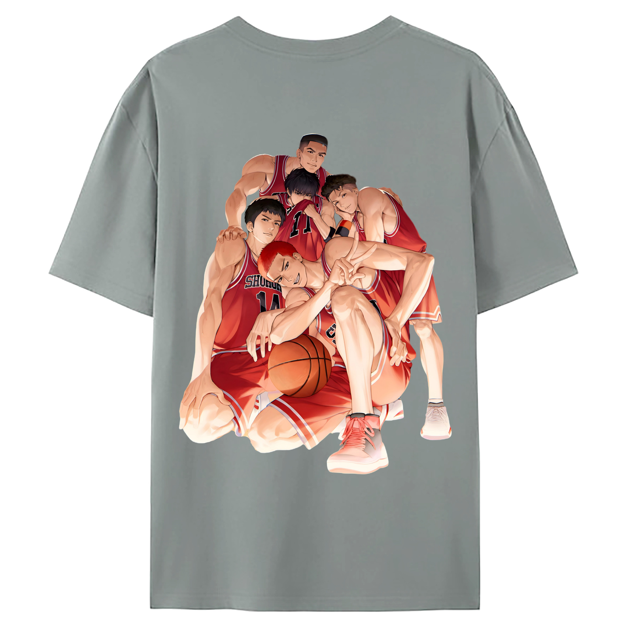 （画像用） SLAM DUNK／スラムダンク 綿100％ メンズ半袖Tシャツ（バックプリント） 通気性
